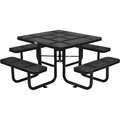 Global Industrial 46 Square Perforated Metal Outdoor Picnic Table, 81W x 81D Overall, Black 694551BK